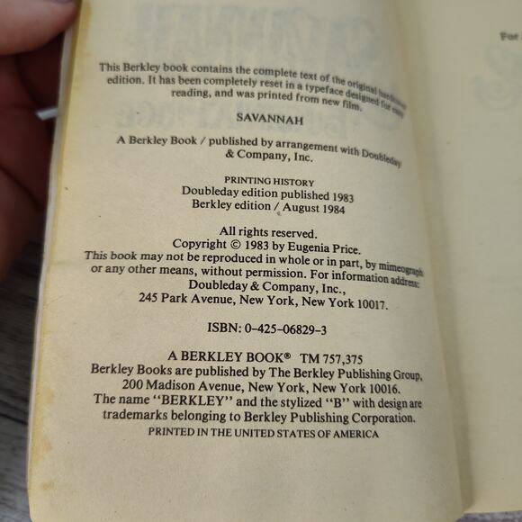 Savannah by Eugenia Price 1984 Berkley Edition READER COPY Historical Romance PB - Picture 10 of 12